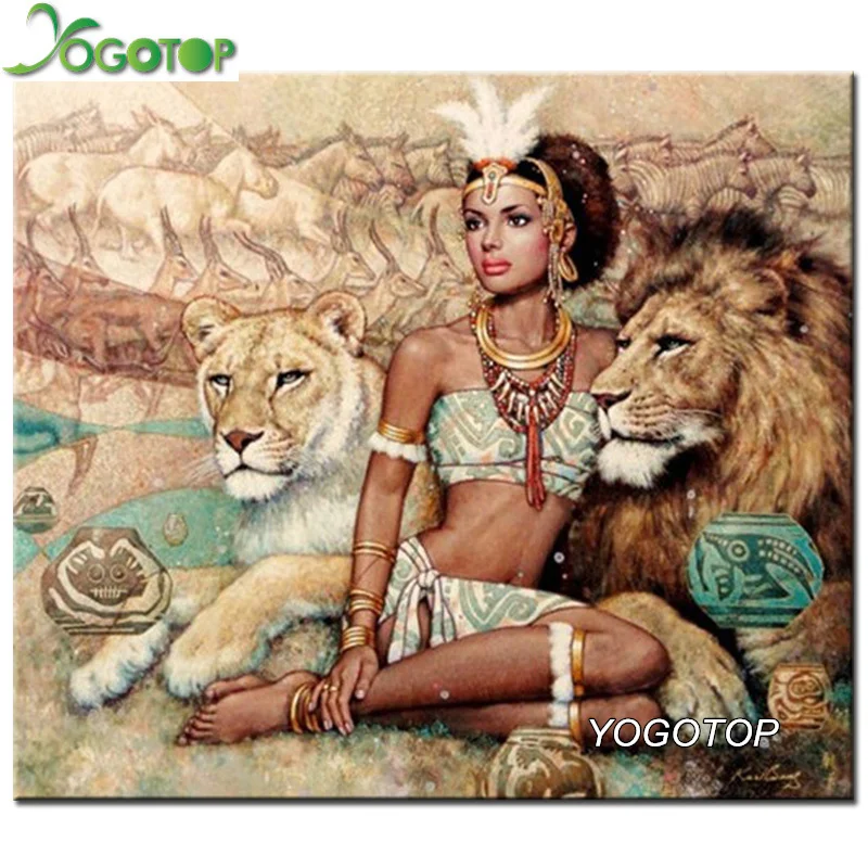 

YOGOTOP Diy Diamond Painting Cross Stitch Square Diamond Embroidery beauty and lion Full Diamond Mosaic Crafts Home Decor ZB338