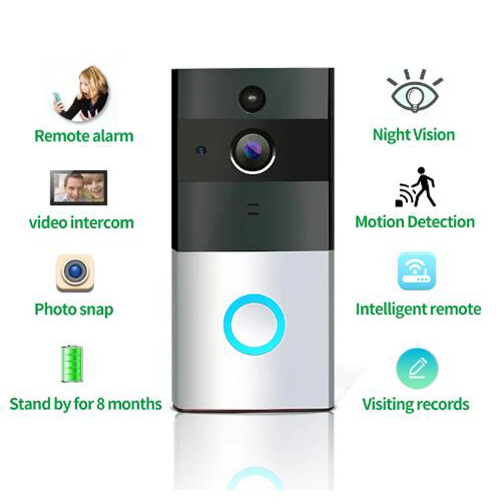 Hot sales Smart Home system Wireless WIFI Doorbell 720P video intercom Infrared night vision waterproof security camera Apps use