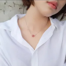 

RYOUCUTE Fashion 925 Sterling Silver Beads Jewelry Long Korean Stone Ball Necklaces For Women Wedding Kolye Collares Bijoux