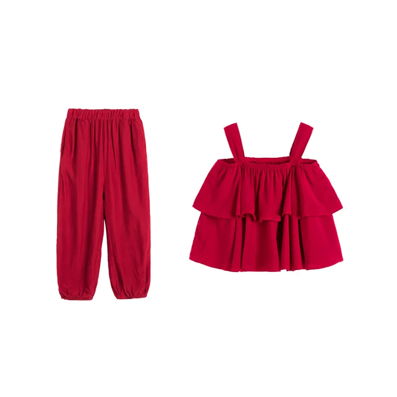 Mihkalev/комплект для маленьких девочек; летние комплекты одежды для детей; топы без рукавов+ брюки; детский спортивный костюм из 2 предметов для девочек; комплект одежды
