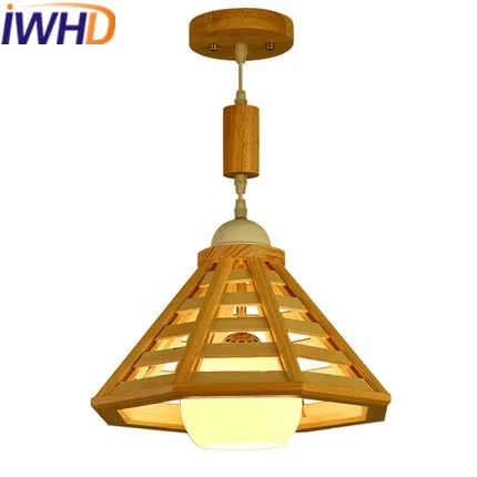 Iwhd Estilo nórdico madera LED Lámparas colgantes creativo lámpara colgante de cristal moderno hogar Iluminación lámparas lampara pasillo iluminacion