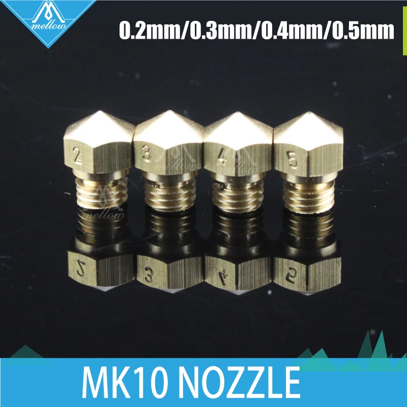 

4PCS 3D printer Makerbot M7 thread MK10 Extruder brass Nozzle 0.2/0.3/0.4/0.5mm FlashForge Creator Pro Wanhao D4 and I3, Dremel