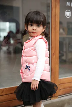 

Children's jacket down cotton vest girl's lace collar vest baby clip
