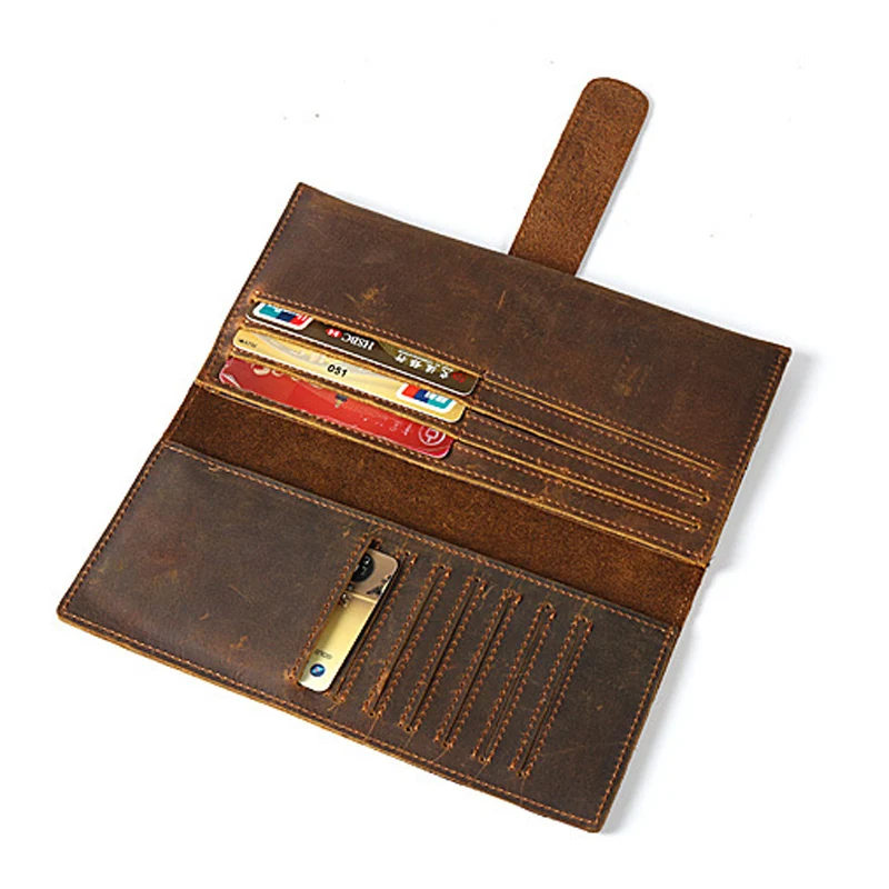 

Leather long wallet unisex purse clutch zipper travel wallets