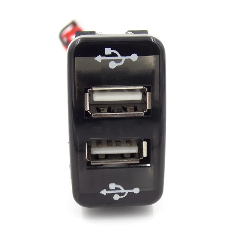 Car Dual USB Port Fast Charger Adapter 5V 2.1A +1.2A Power For Phone + Audio Input For Toyota Corolla Camry RAV4 Yaris
