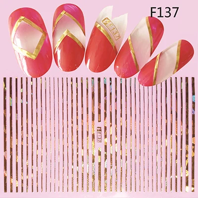 F137 gold Самоклеющиеся наклейки для ногтей серии F, 12*7,5 см, наклейки для ногтей с цветами, наклейки для дизайна ногтей, украшения для маникюра - Цвет: F137 gold