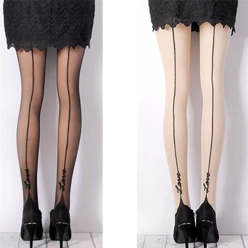 1 пара черные телесные женские модные пикантные чулки колготки с надписью English Love