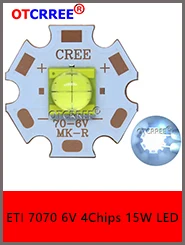 1-10 шт. ETI 7070 6 в 4 чипа 15 Вт светодиодный Диод-излучатель вместо Cree MKR MCE XHP50 XHP70 холодный белый Светодиодный светильник с 20 мм Cooper PCB