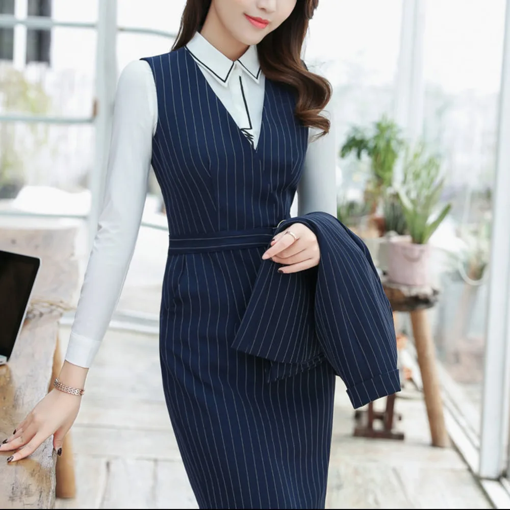 

2018 New Pattern Summer Dress Woman Sleeveless Occupation Dress Hotel Beauty Salon Work Clothes Thin Sales Clerk