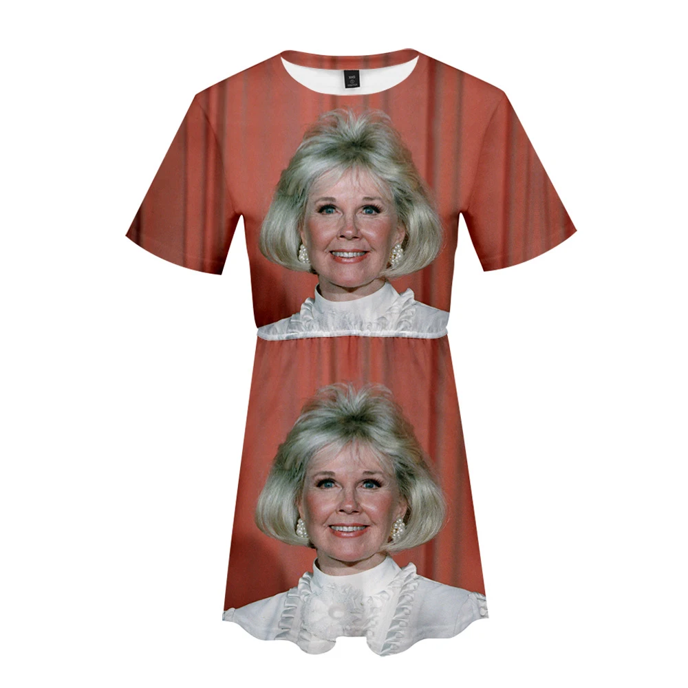 Doris Day/костюм с короткой юбкой, хит продаж, 2 футболки с короткими рукавами и короткая юбка, костюм, 2 предмета, высокое качество, повседневные