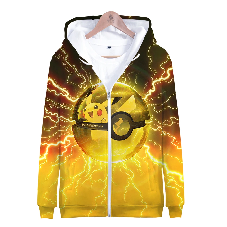 

pokemon Harajuku Hoodies Sweatshirts 3D Print pokemon Long Sleeve Zipper men Clothes Hip Hop Tops Plus Size XXS-4XL