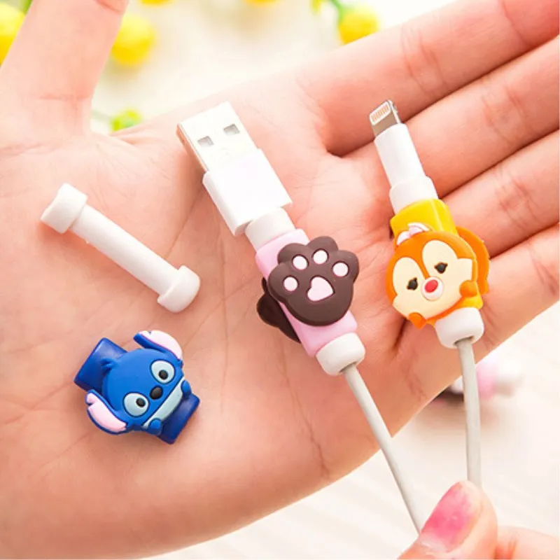 2 комплекта Мультфильм USB зарядное устройство протектор для кабеля передачи