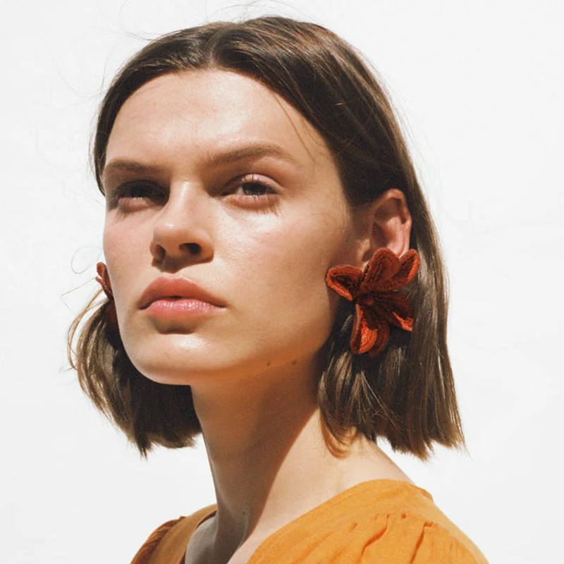 

JUJIA 2019 New Boho za Women Statement Earrings Big Flower Drop Earrings Fashion Wedding Jewelry Brincos