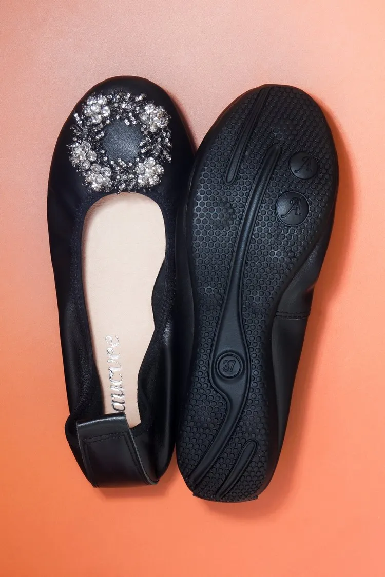Plus Size 34-43 Ladies Flat Shoes Fashion Bling Rhinestone Women Flats Casual Genuine Leather Ballet Flats Fold Up Gold Shoes (27)