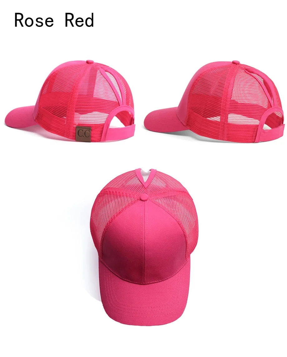 Glitter Ponytail Baseball Cap Women Messy Bun Adjustable Snapback Hats Girls Adjustable Summer Mesh CC Caps Drop Shipping   (17)