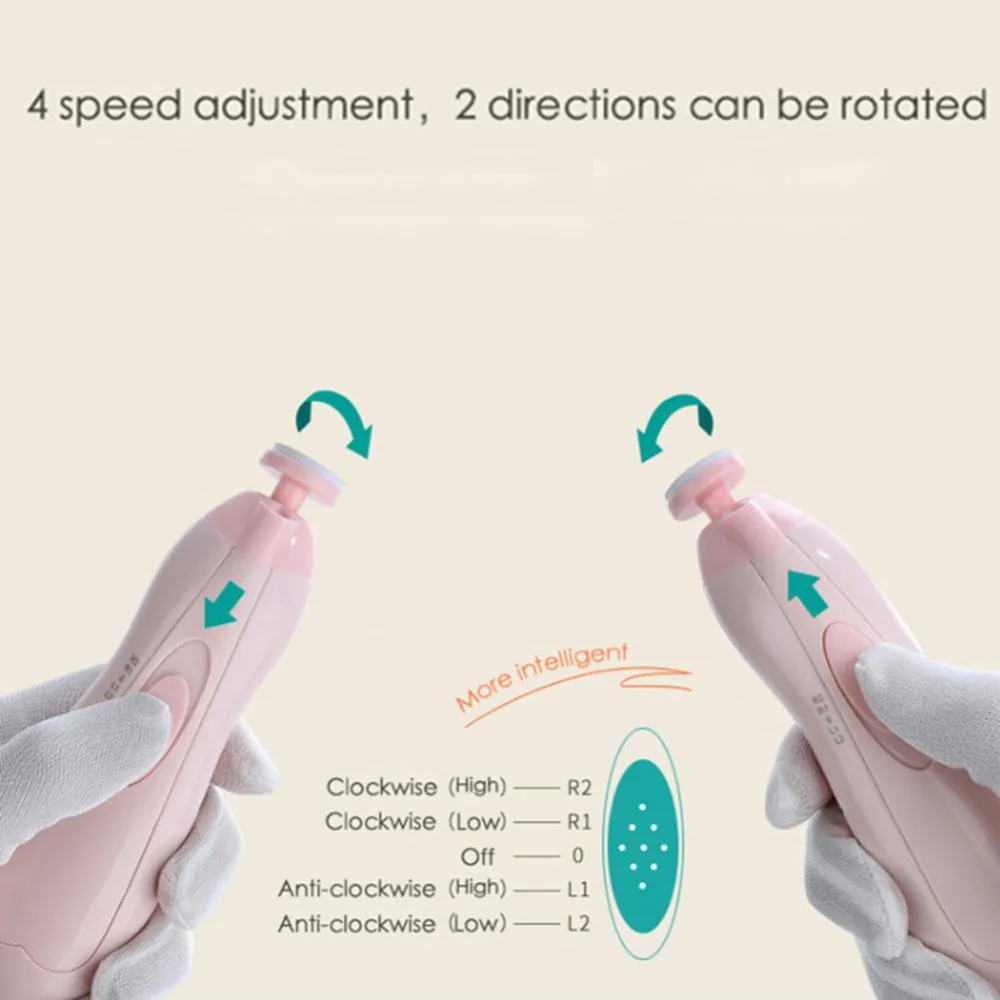 Enssu Детский Электрический триммер для ногтей безопасный Маникюр Педикюр для детей и взрослых Тихая пилочка для ногтей для младенцев Уход за ногтями