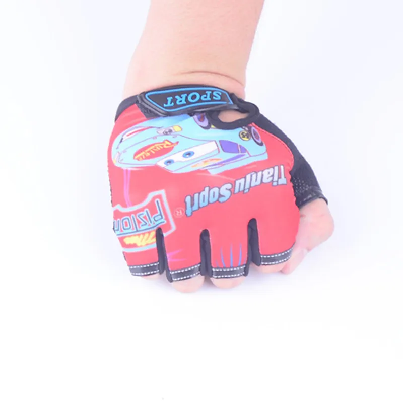 Длинные спортивные перчатки для детей, митенки детские для мальчиков и девочек, Мультяшные перчатки без пальцев для детей от 5 до 13 лет, Детские G-KID01 - Цвет: Car Red
