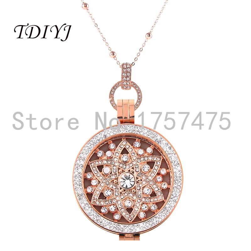 TDIYJ-Bijoux-My-Coin-Collocation-Rose-Gold-Shining-Flower-Coin-Disc-Pendant-Necklace-with-Chain-and