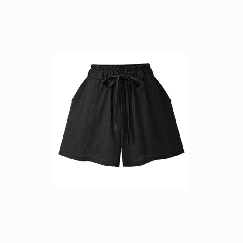 DSQUAENHD 2018 Summer Women's Casual Elastic Waist Cotton And Linen Pockets Shorts Loose Solid Shorts Femme Plus Size 5XL 6XL Shorts