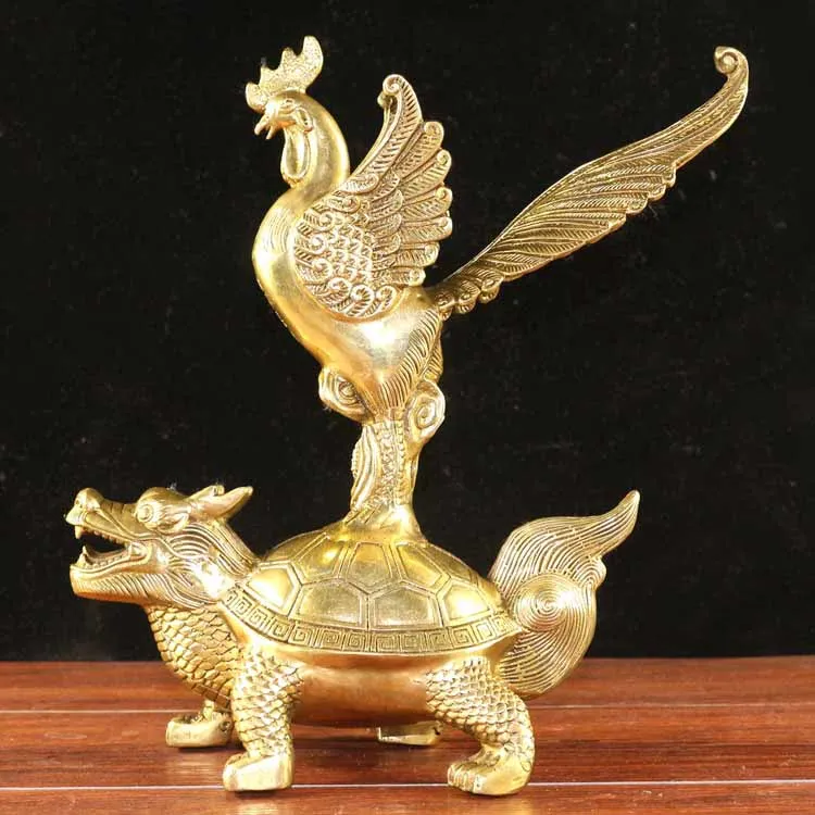

Open light bronze pure copper Dragon Turtle copper Phoenix decoration feng Shui mascot Decorative Crafts