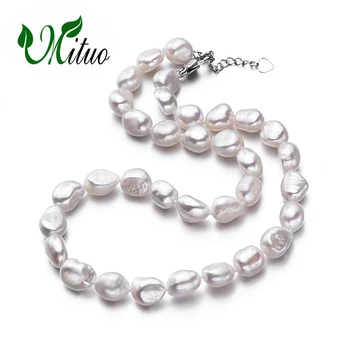 

MITUO Natural Freshwater Genuine Baroque Pearl Necklaces For Women white pink Pearl Jewelry Wedding Engagement Jewelry