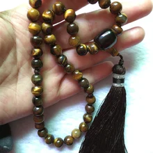 Исламские 45 молитвенные бусы браслет натуральный тигровый глаз камень полуpreciou четки Бог misbaha sibha tesbih tespeeh