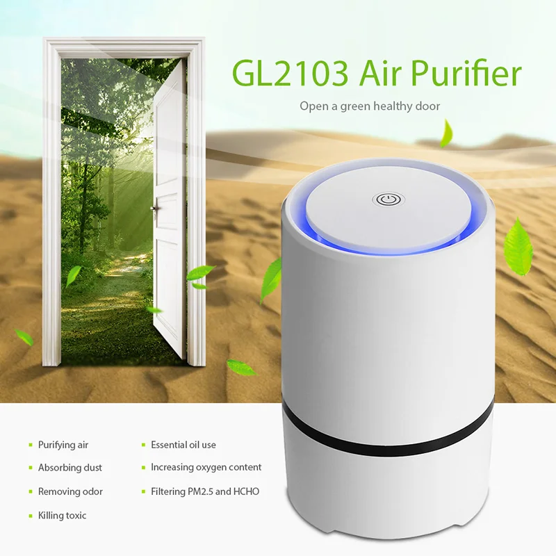 

GL2103 Mini USB Air Purifier Compact Odor Allergen Eliminator Anion Sterilization Purifier for Home Office Dust Smoke Pets