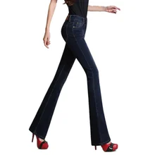 Осенние и зимние модели, высокая талия, микро-роговые джинсы, женские тонкие брюки для похудения, широкие ноги, размер карге, расклешенные брюки, прямые