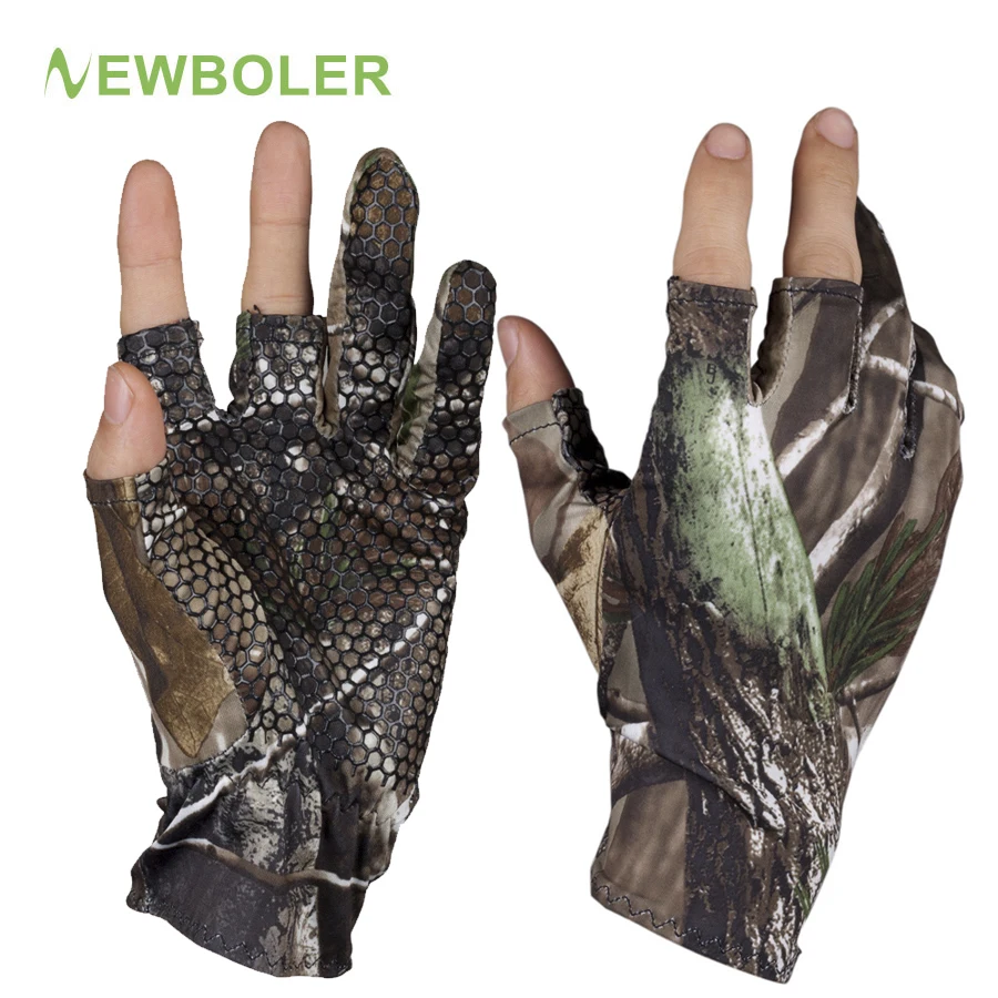 NEWBOLER Fingerless Hunting Fishing Camo Gel Glove Camouflage
