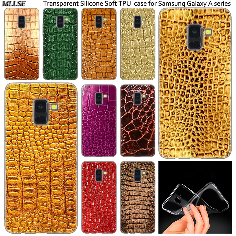 

Crocodile skin texture Silicone Case For Samsung Galaxy A50 A30 A10 A40 A6 A8 Plus A20 E A5 A7 2018 2017 2016 Note 9 8 Cover