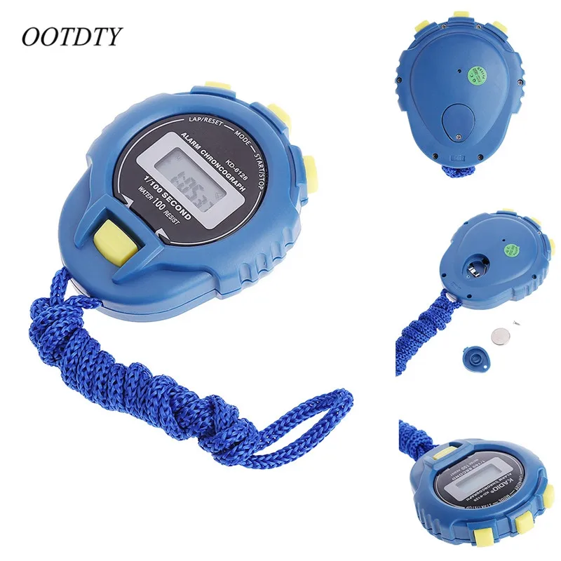 

OOTDTY Handheld Digital LCD Sports Stopwatch Chronograph Counter Timer w/Strap