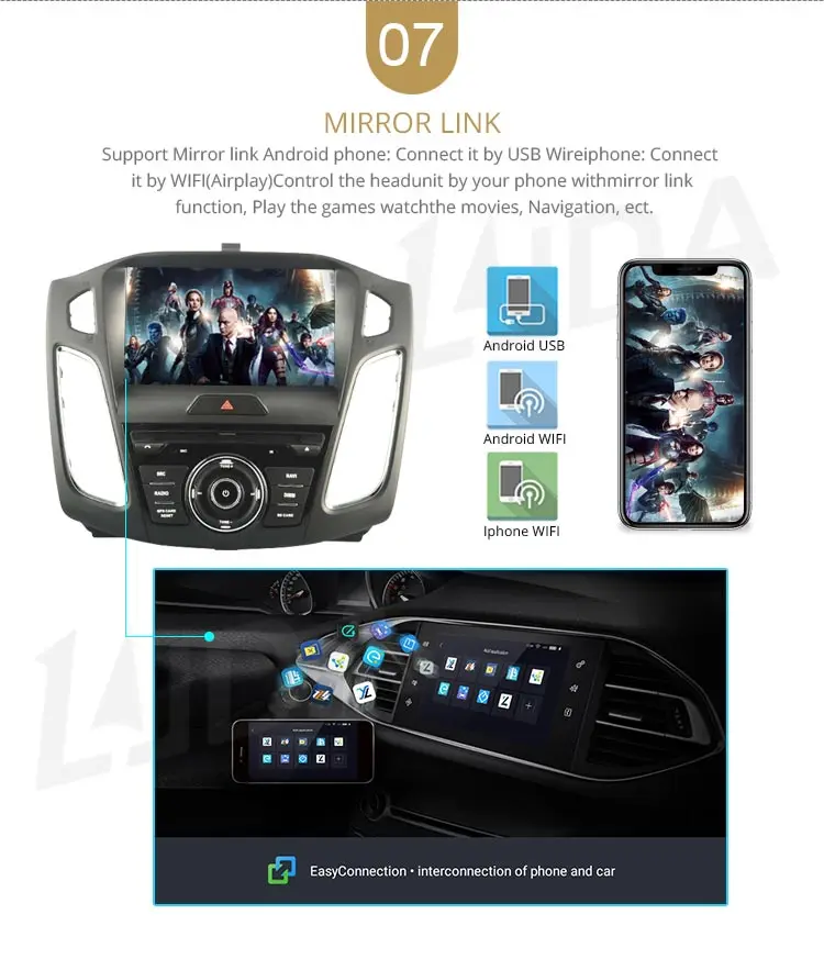 Top LJDA Android 9.1 Car DVD Player For FORD FOCUS 2012 2013 2014 2015 2016 GPS Navigation 1 Din Car Radio Multimedia WIFI Stereo SD 9