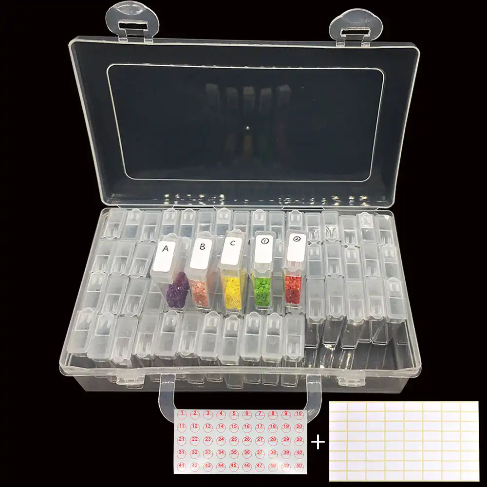 Middle Yookat 2 Pack Embroidery Diamond Storage Box with 60PCS Small Clear Plastic Bead Containers Diamond Embroidery Box for DIY Art Craft Diamond Beads