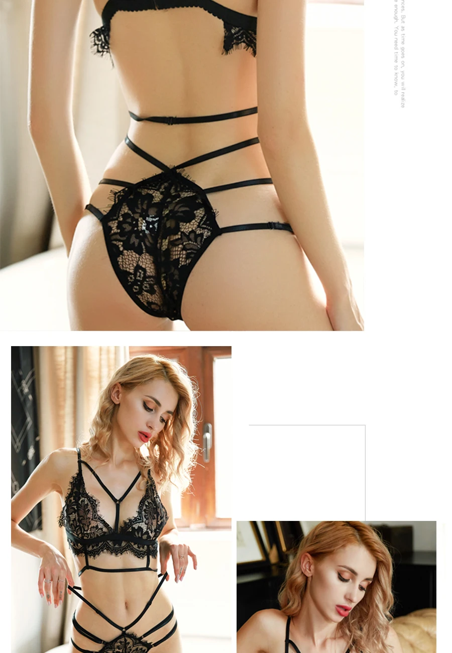 New lace sexy lingerie bra set push up seamless embroidery bralette wire plus size transparent women underwear Fashion