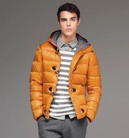 Markless зимняя мужская куртка на утином пуху,, Зимняя Толстая теплая куртка на 80% белом утином пуху, зимнее пальто с капюшоном YURONGA2340M - Цвет: Orange