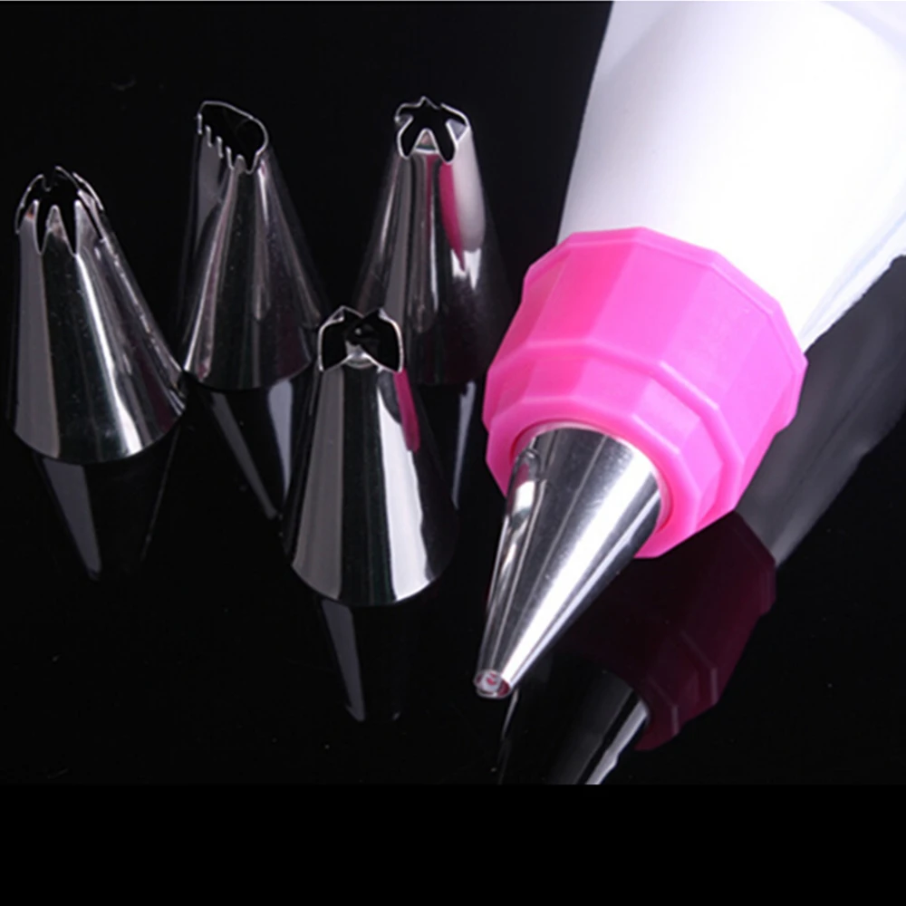 

Double Color Tube Converter Tip Nozzles Adaptor with 5 Icing Piping Nozzles Pastry Tips Cream Bag Fondant Cake Mold Baking Decor