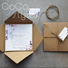 Cocostyles пользовательские Сельский цветочный дизайн печать с пергамент конверт и метки для лес свадебные приглашения