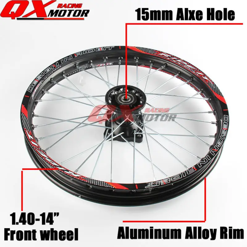 Dirt bike Front Wheels 1.40x14"inch Alloy Rim For KAYO BSE Apollo