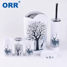 Набор аксессуаров для ванной комнаты,, щетка для унитаза, мыло для мытья посуды, стакан для зубной щетки, мусорное ведро, диспенсер для мыла, ORR