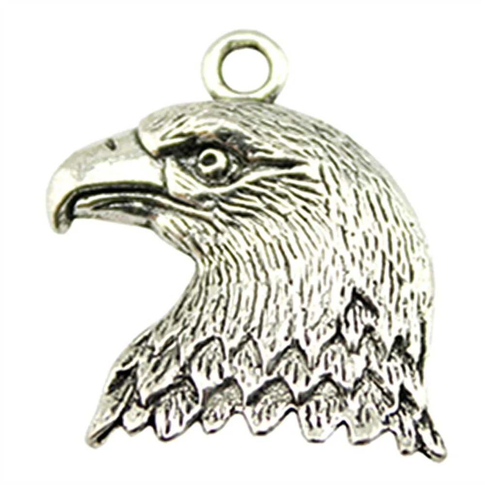 WYSIWYG 8pcs 21x19mm Eagle Head Charm Pendants For Jewelry Making Antique Silver Eagle Pendants