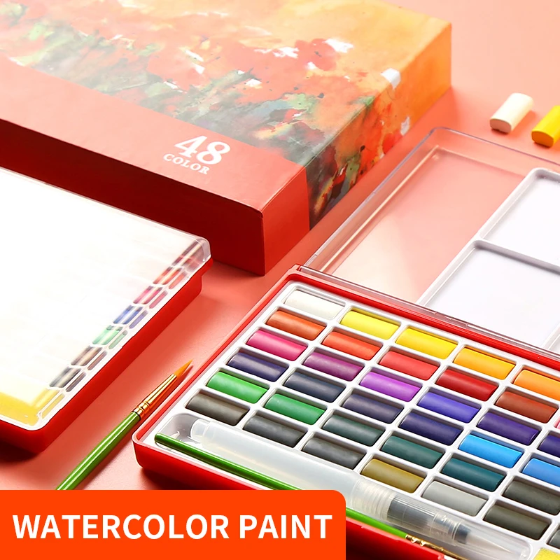 Billige BGLN 36 48 Farben Wasser Feste Farbe Malen Set Mit Wasser Pinsel Aquarell Malerei Pigment Tasche Set Für Zeichnung Kunst Liefert