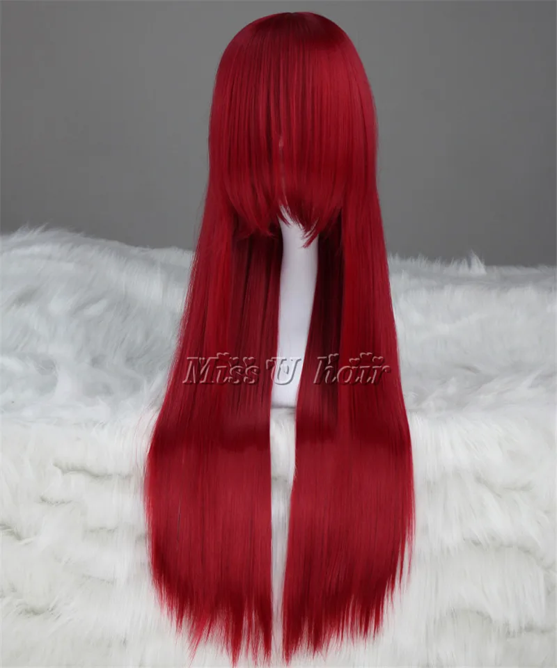 Женский длинный прямой парик Erza Scarlet из синтетических волос + с шапкой 80