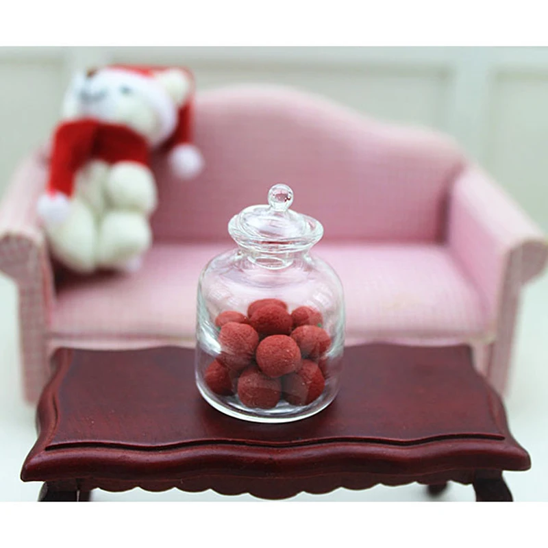 

1Pcs 1/12 Mini Glass Jar Simulation Fruit Pot Toys Dollhouse Miniature Accessories Doll House Decoration