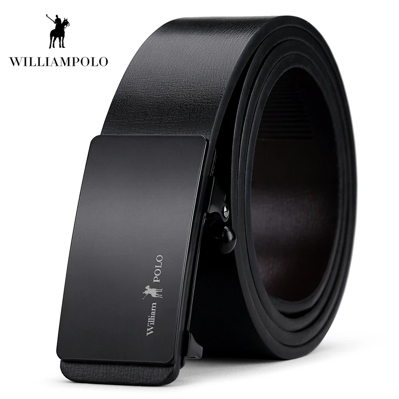 

WILLIAMPOLO Cow Genuine Leather Belts For Men High Quality Male Brand Automatic Ratchet Buckle Belt PL068-70P