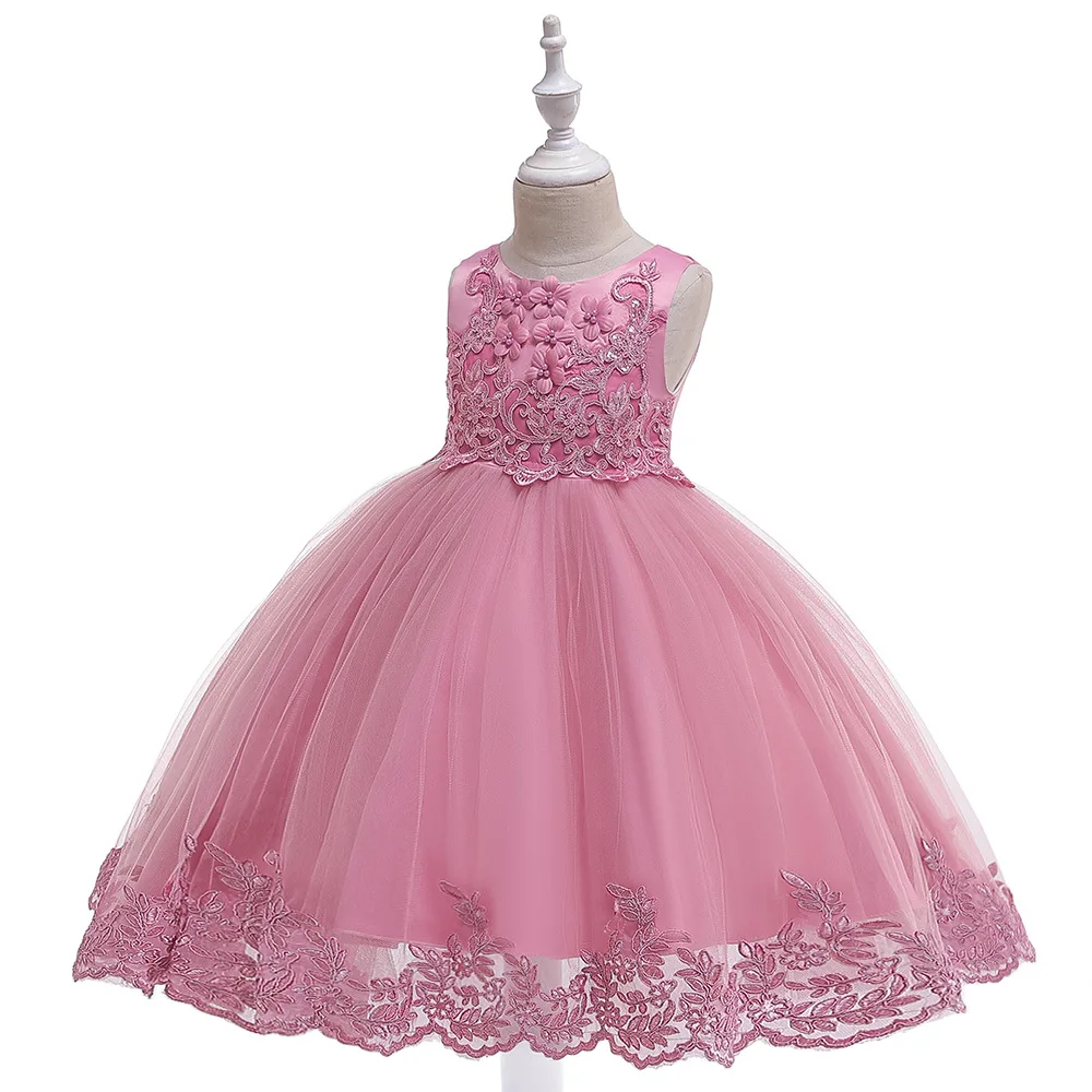 Г., новинка, для детей от 3 до 10 лет, нарядное платье с вышитым тюлем, платье принцессы с цветочным рисунком торжественные платья для маленьких девочек на день рождения, свадьбу, BW322