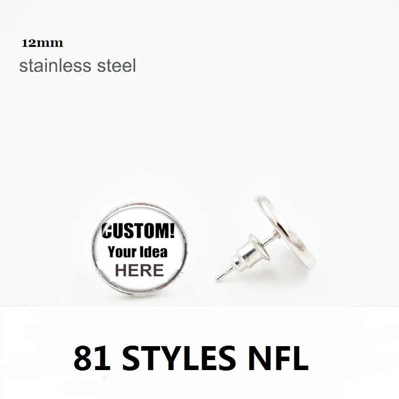 12 мм серьги-гвоздики из гипоаллергенной нержавеющей стали круглые серьги для женщин стеклянные кабошоны серьги-гвоздики