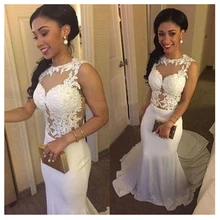 Смайлик Русалка свадебное платье сексуальный без рукавов Кружева Топ пляжные платья невесты Длинный поезд Элегантный, Свадебный, для невесты платья