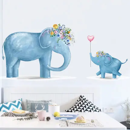 

3D Elephant Wallpaper Home Decor Vinyl Wall Stickers Animal Kids Room Decals Mural