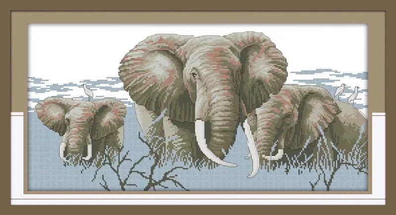 

Joy Sunday Holy elephants Patterns Cross Stitch Kits For Embroidery Crafts Needlepoint Set 11CT 14CT Stamped fabric stitching