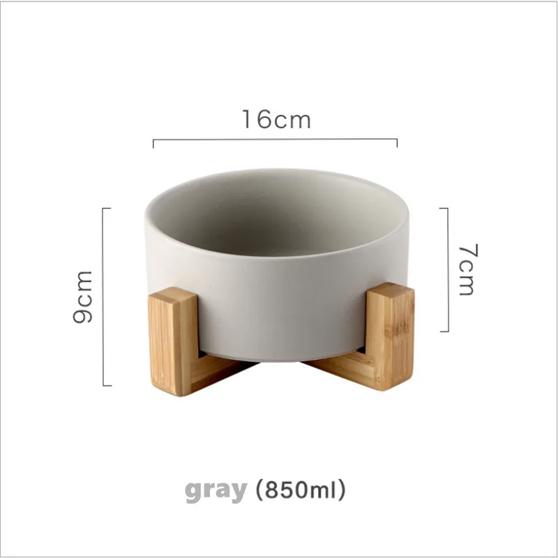 Hoopet керамическая бамбуковая полка миска для кошки собака поливная чаша кошка котенок питьевая вода блюдо для еды ПЭТ Чаша товары Керамическая Чаша для домашних животных - Цвет: gray